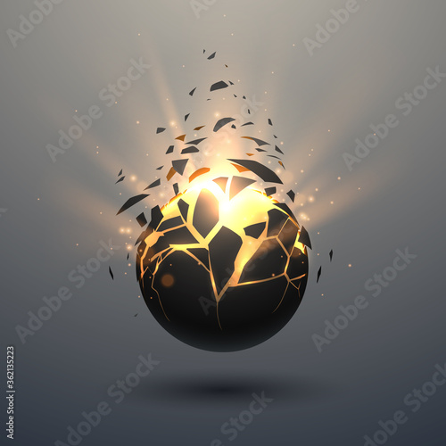 Black and gold sphere with glow effect