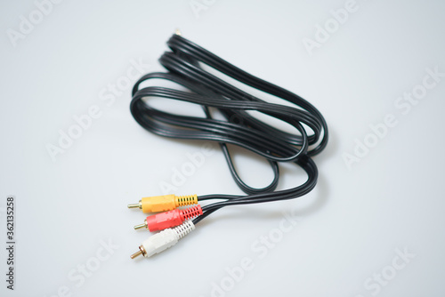 Cable Audio video cable RCA jack isolated on white