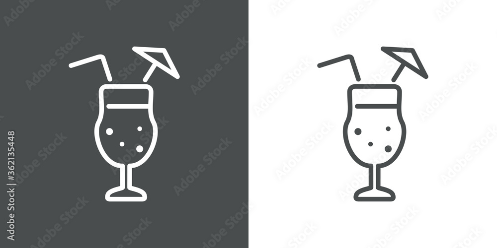 Icono plano lineal cocktail en fondo gris y fondo blanco Icono plano lineal cocktail en fondo gris y fondo blanco