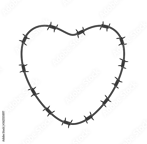 Barbed wire heart logo. Isolated barbed wire heart on white background