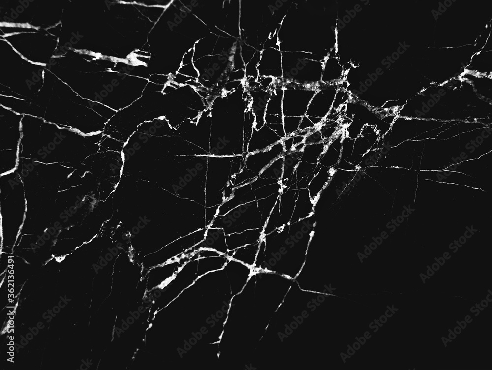 Marble texture dark blackwith white vein patterns background