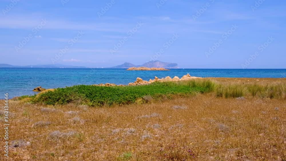 Marine Protected Area natural reserve with seashore rocks of Isola Tavolara island on Tyrrhenian Sea with Capo Figari cape, Monte Ruju peak and Golfo Aranchi gulf off northern coast of Sardinia, Italy Marine Protected Area natural reserve with seashore rocks of Isola Tavolara island on Tyrrhenian Sea with Capo Figari cape, Monte Ruju peak and Golfo Aranchi gulf off northern coast of Sardinia, Italy