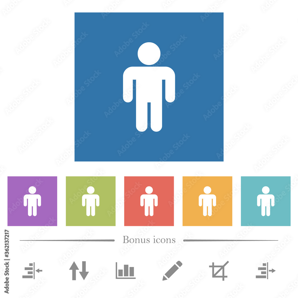 Male sign flat white icons in square backgrounds Male sign flat white icons in square backgrounds