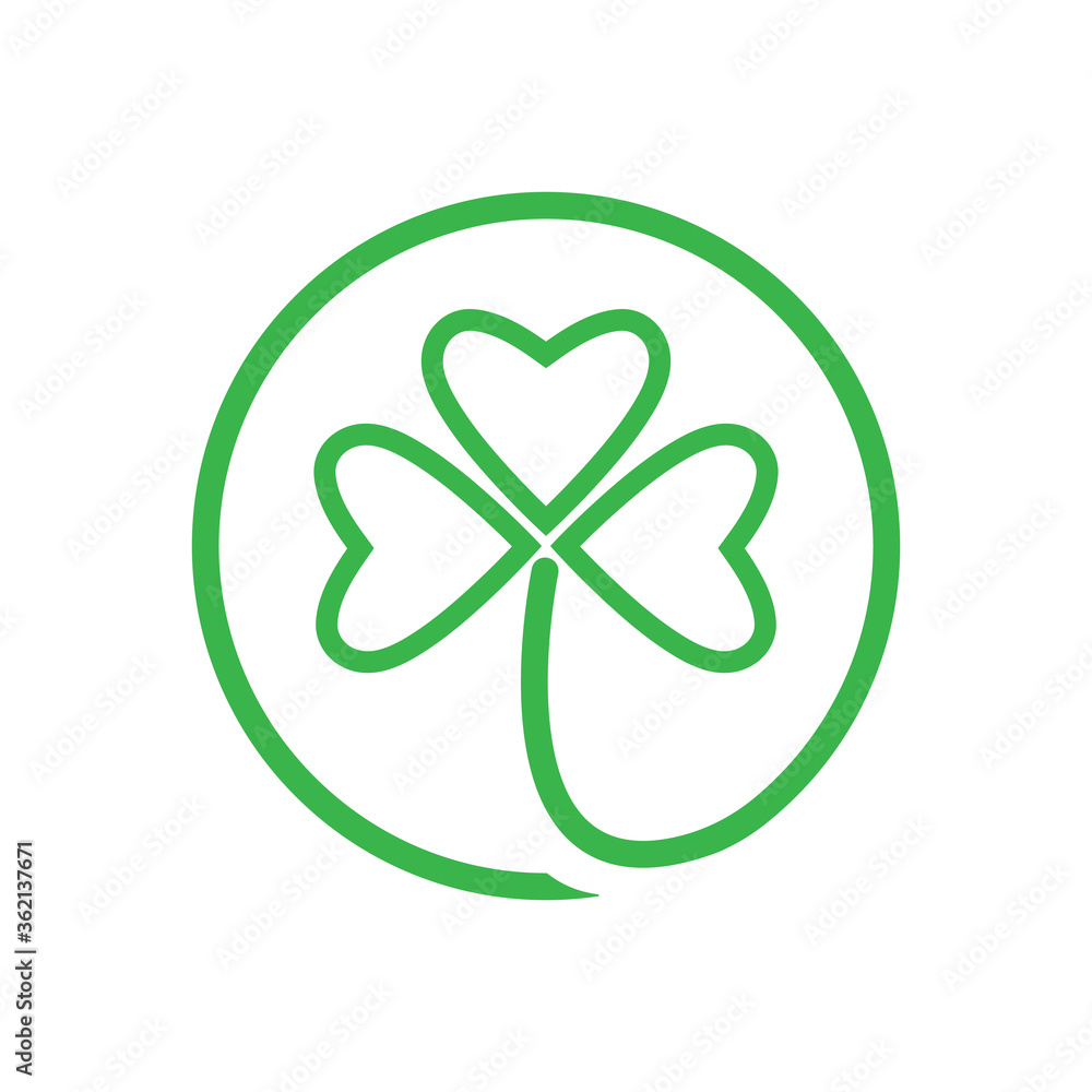 Green Clover Leaf icon Template Design Green Clover Leaf icon Template Design