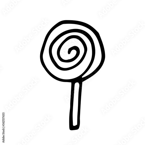 lollipop hand drawn in doodle style. vector, scandinavian, monochrome. single element for design card, sticker, sweets, candies
