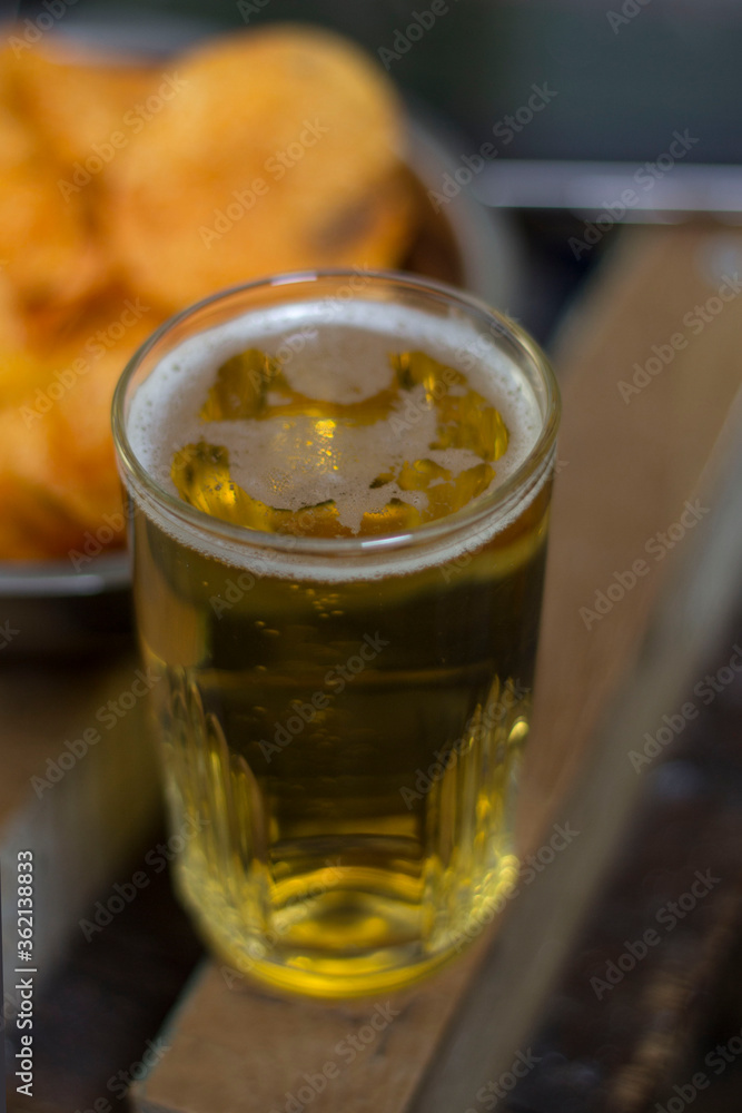 Bad food rest with beer chips and watching football after quarantine Bad food rest with beer chips and watching football after quarantine