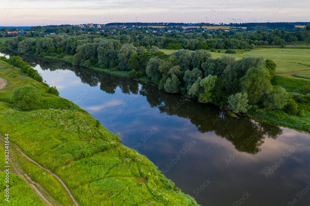 amazingly beautiful nature with a river at dawn