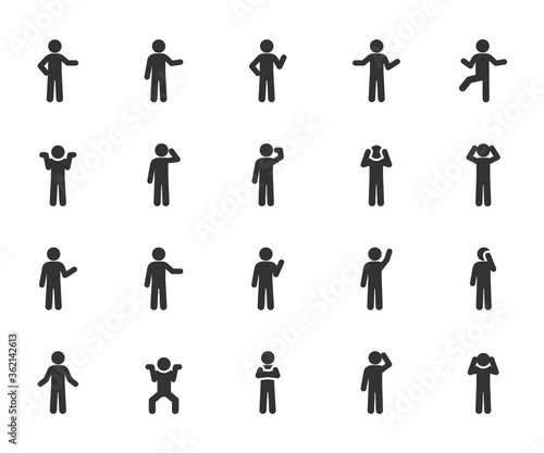 Vector set of people different gestures flat icons.