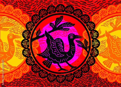 Indonesian batik motifs with very distinctive plant patterns, and birds