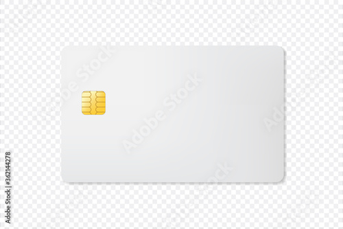 3D Mock up Blank Credit Card with Chip on transparent Background. E-commerce banking for shopping template concept design.