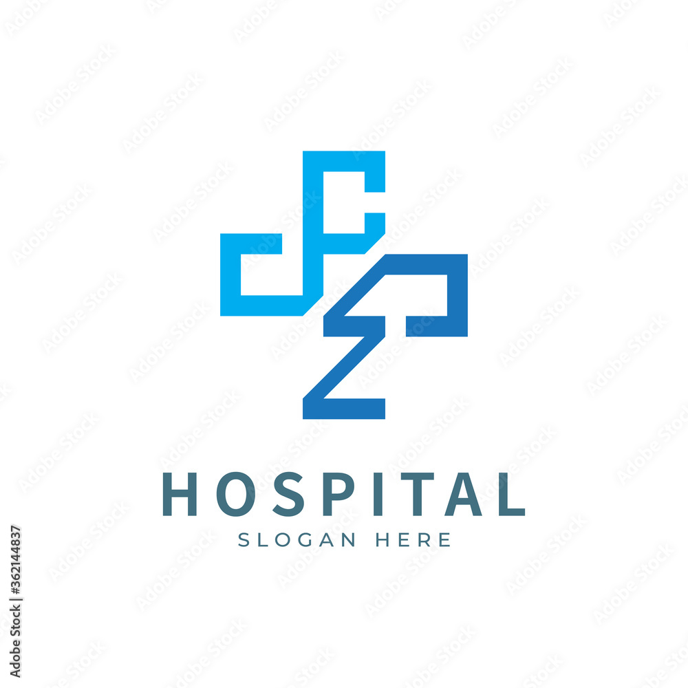 Health logo with initial letter CZ, Z C, C Z logo designs concept. Medical health-care logo designs template.
