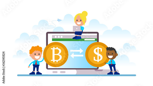 Bitcoin to dollar currency exchange.
