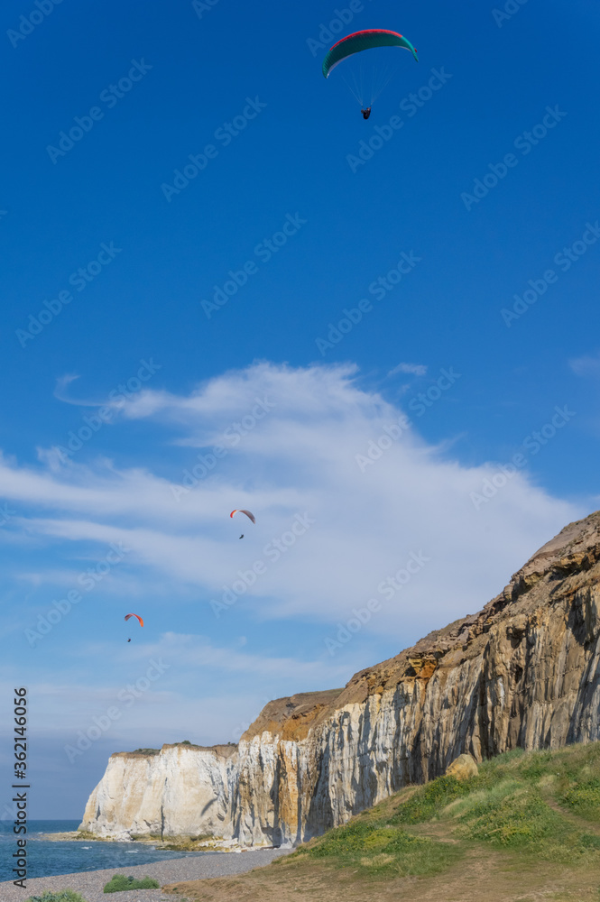 Paragliding over the beach at Newhaven UK Paragliding over the beach at Newhaven UK
