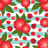 Seamless pattern with bright colorful peonies. Vector illustration.