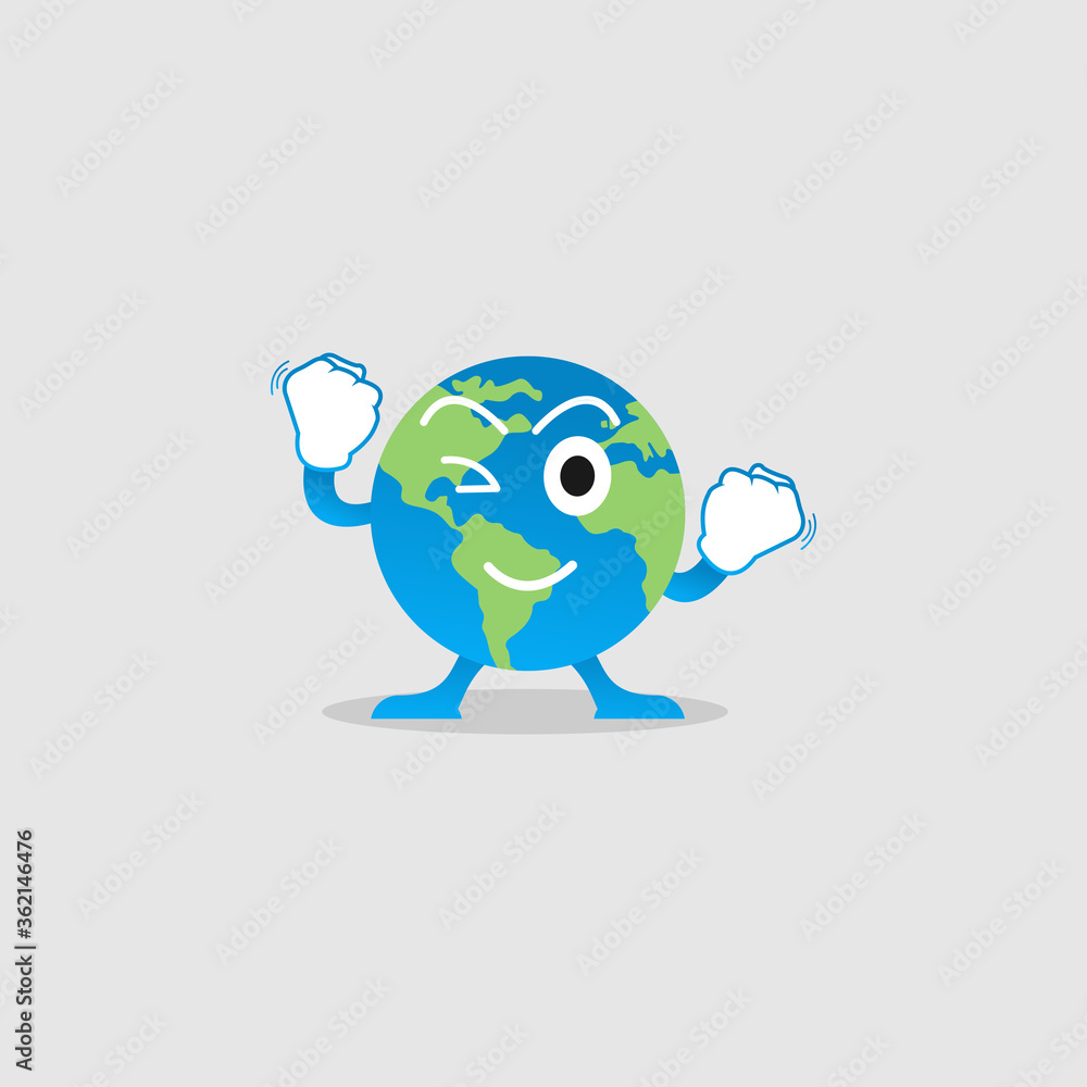 Obraz premium Illustration Vector Graphic of Happy Earth Character. Perfect to use for Campaigns on Earth Day and Earth Preservation Programs