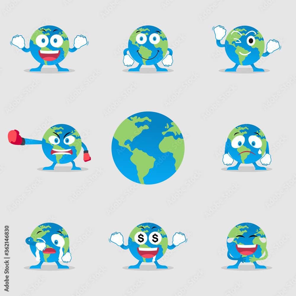 Vector Graphic Set of Earth Expression. Perfect to use for Campaigns on Earth Day and Earth Preservation Programs Vector Graphic Set of Earth Expression. Perfect to use for Campaigns on Earth Day and Earth Preservation Programs