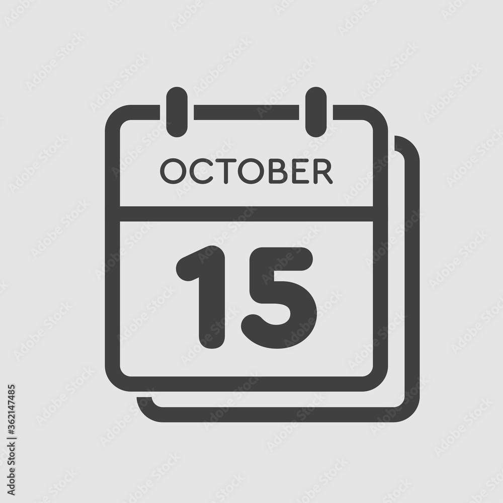 Calendar icon day 15 October, template icon date Calendar icon day 15 October, template icon date