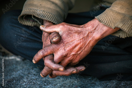 close up of elderly male hands