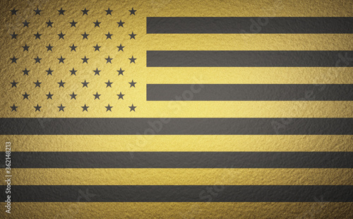 Black and Gold USA Flag Background. 3D Render.