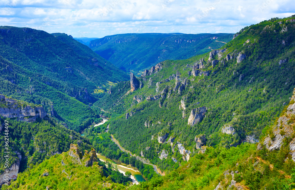 view of gorges du Tarn, Lozere- Aveyron in France