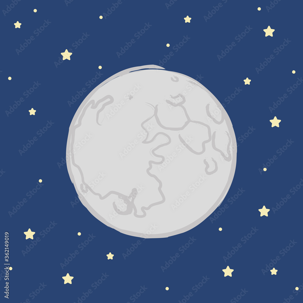 moon and stars in the dark sky vector illustration EPS10
