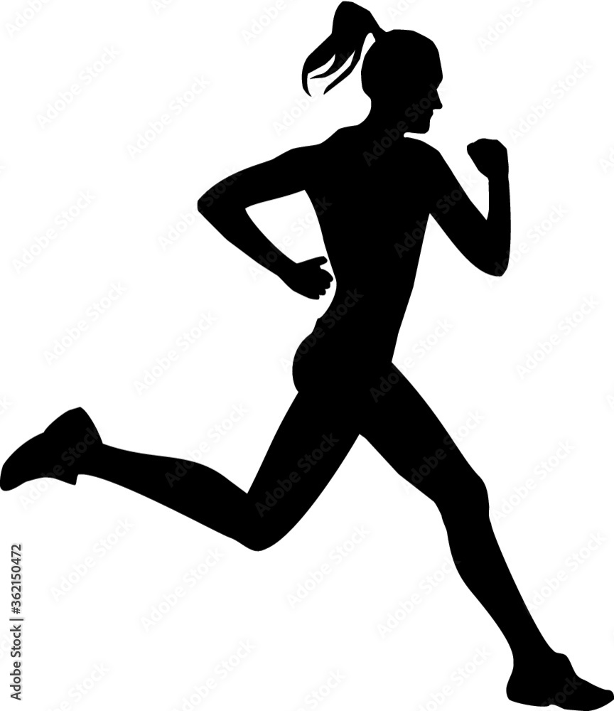 Running, jogging woman silhouette Running, jogging woman silhouette