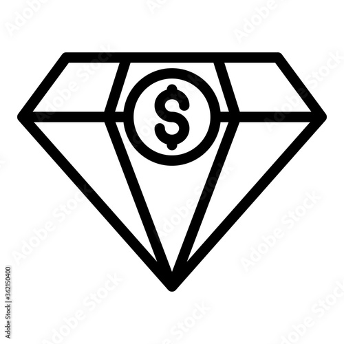 Diamond money broker icon. Outline diamond money broker vector icon for web design isolated on white background