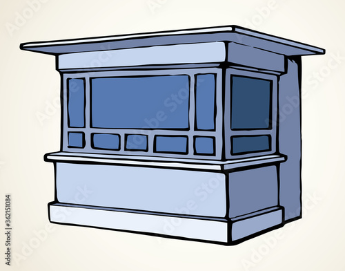 Shop stall. Vector drawing kiosk