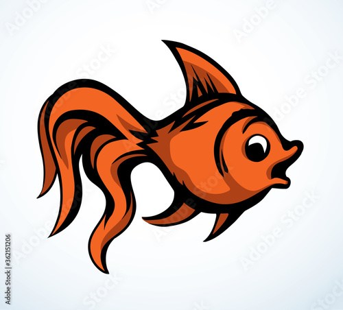 Golden fish. Vector drawing icon