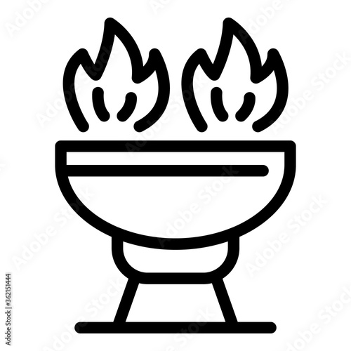 Fire brazier icon. Outline fire brazier vector icon for web design isolated on white background