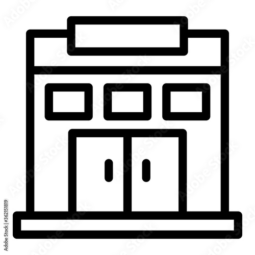 Gym building icon. Outline gym building vector icon for web design isolated on white background