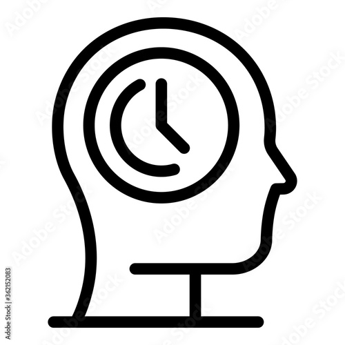 Head think time icon. Outline head think time vector icon for web design isolated on white background