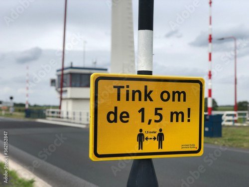 Social distance sign in Friesland The Netherlands