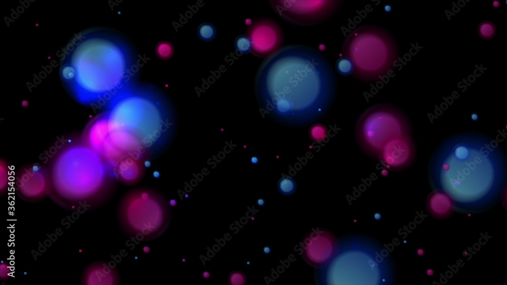 Blue purple glowing bokeh lights background