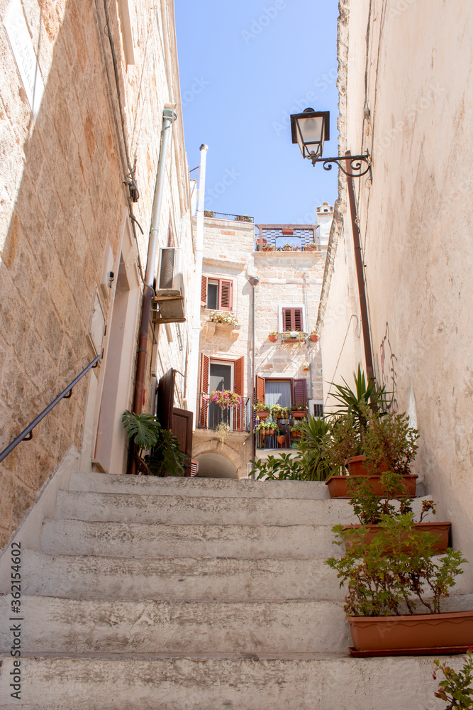 Fototapeta historic center of Polignano a mare, a Puglia's village.. It is a very beautiful destination for summer's holiday