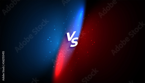 versus vs banner design with blue and red light effect