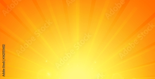 glowing rays background in orange color design photo