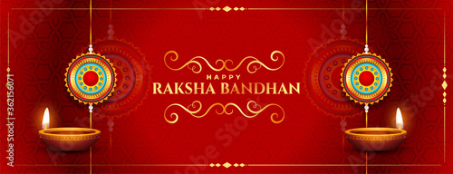 stylish red happy raksha bandhan traditional festival banner