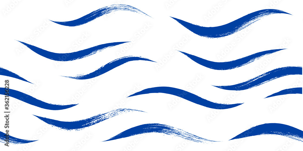 Seamless Wave Pattern, Hand drawn water sea modern vector background. Wavy beach brush stroke, curly grunge paint lines, watercolor illustration Seamless Wave Pattern, Hand drawn water sea modern vector background. Wavy beach brush stroke, curly grunge paint lines, watercolor illustration
