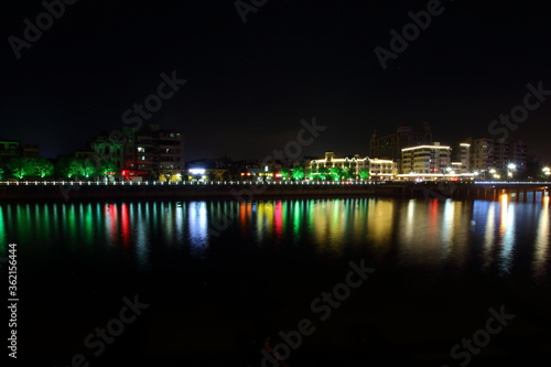 China night view on the river .