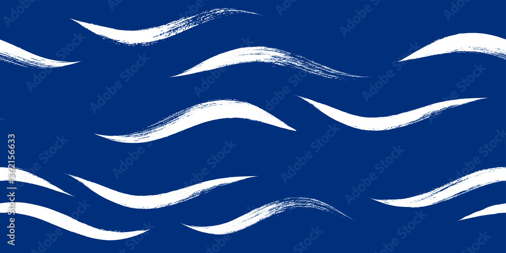 Seamless Wave Pattern, Hand drawn water sea modern vector background. Wavy beach brush stroke, curly grunge paint lines, watercolor illustration Seamless Wave Pattern, Hand drawn water sea modern vector background. Wavy beach brush stroke, curly grunge paint lines, watercolor illustration