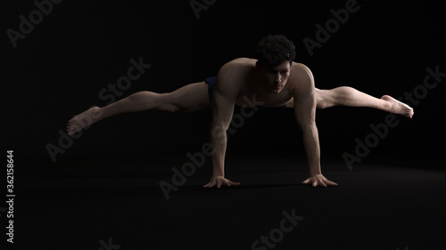 3D Rendering : a male gymnast performs gymnastics exercise © Tritons