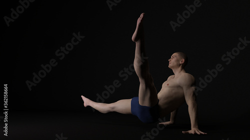 3D Rendering : a male gymnast performs gymnastics exercise