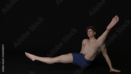3D Rendering : a male gymnast performs gymnastics exercise © Tritons