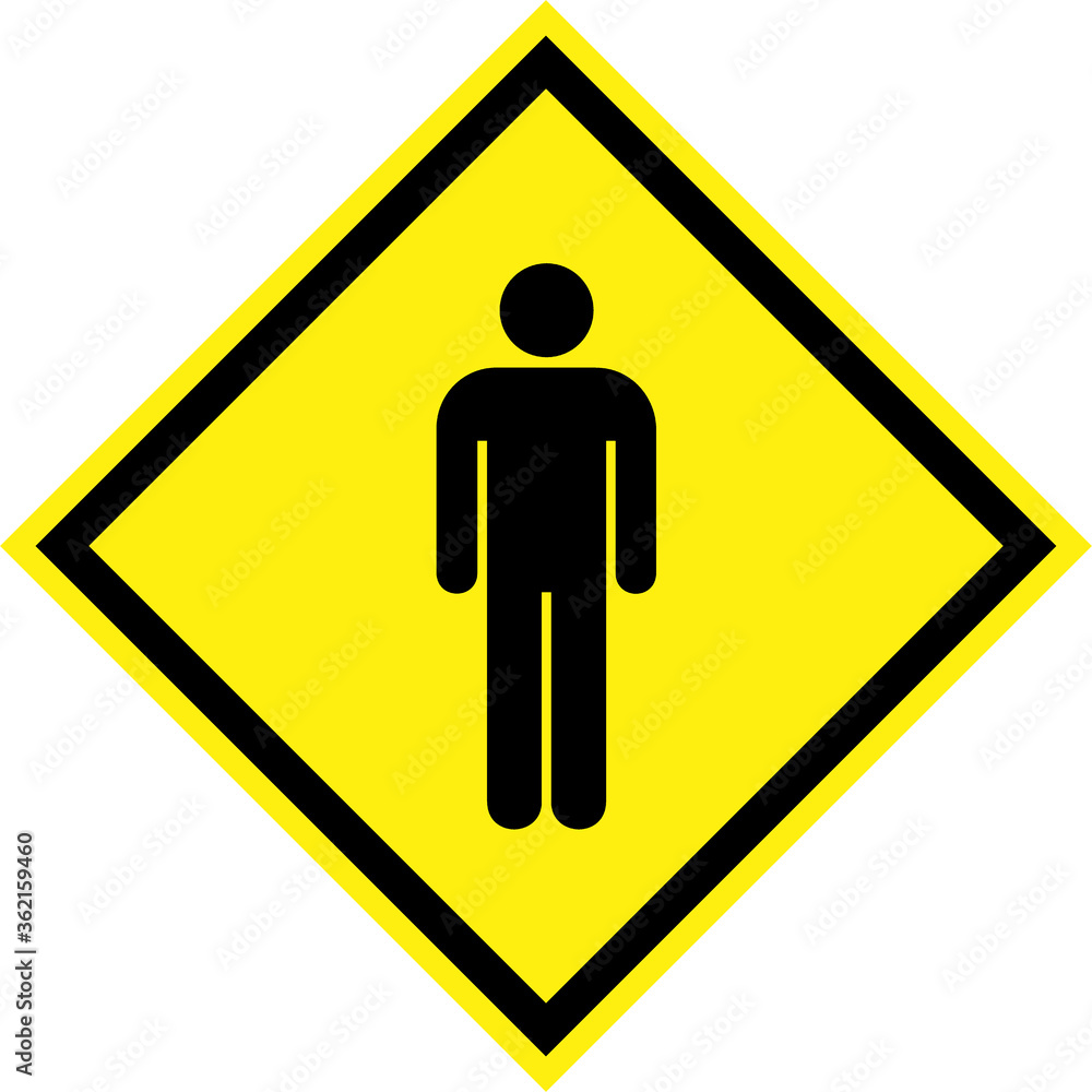 Yellow hazard sign with man symbol Yellow hazard sign with man symbol