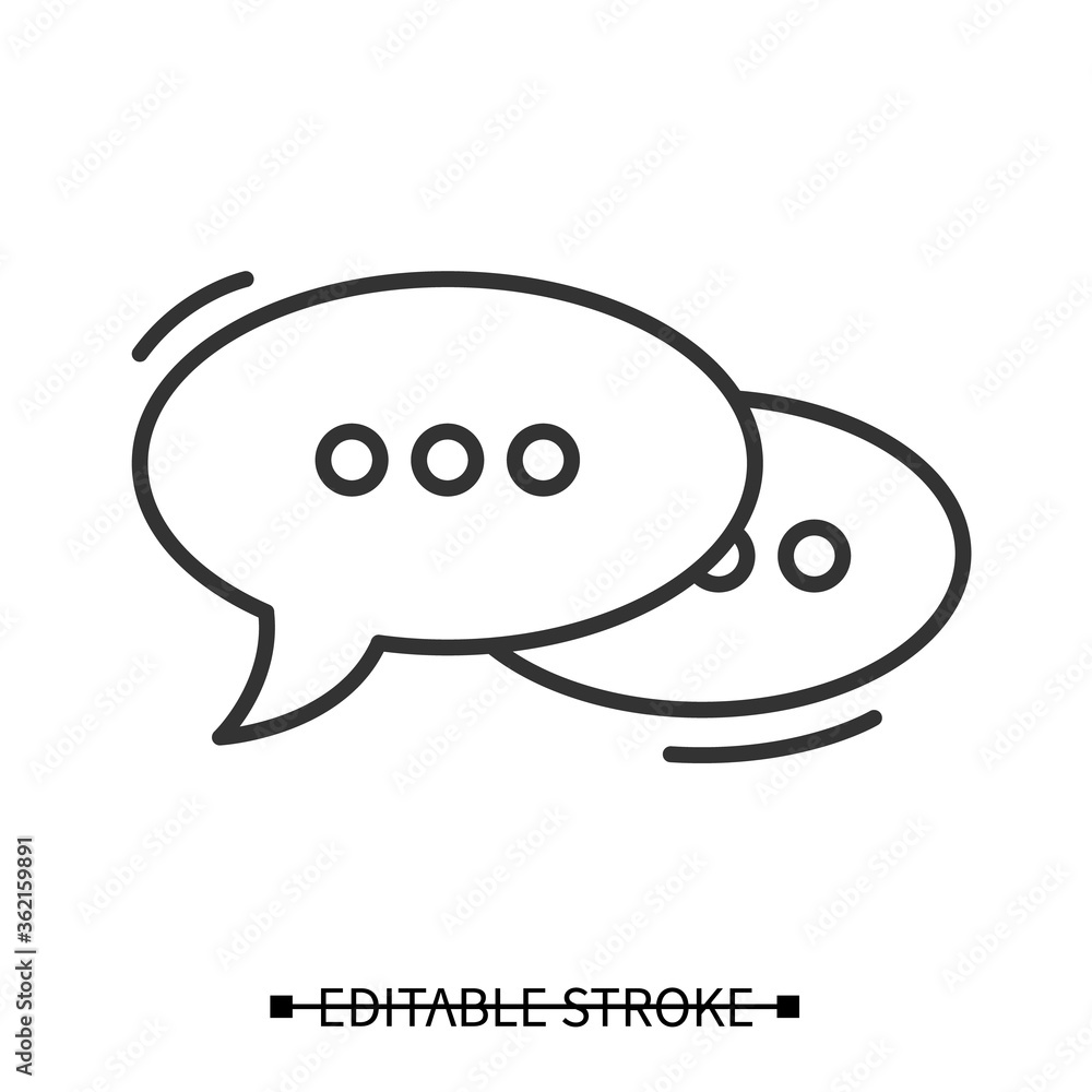 Dialogue icon. Ellipse line pictogram with omission points. Message and communication concept. Simple comic strip style thin line editable stroke vector illustration for social media and mobile app Dialogue icon. Ellipse line pictogram with omission points. Message and communication concept. Simple comic strip style thin line editable stroke vector illustration for social media and mobile app