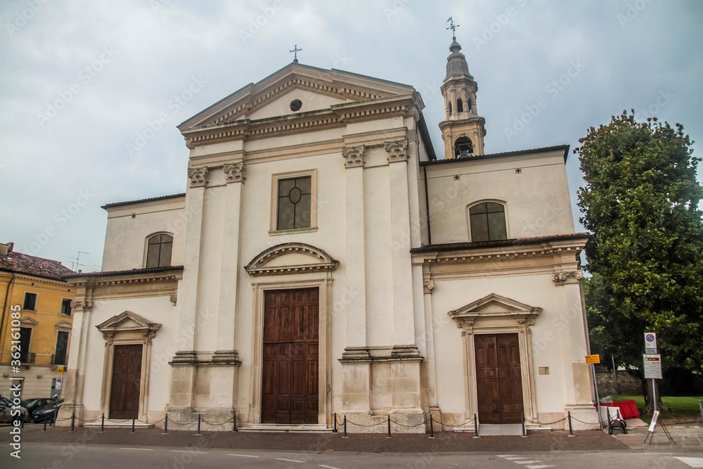 View of catholic church (Chiesa Vecchia) in Lonigo, Italy