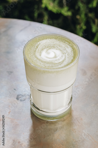 
matcha tea on the table