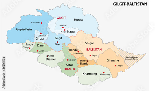 vector administrative and political map of the Pakistani Special Territory Gilgit Baltistan