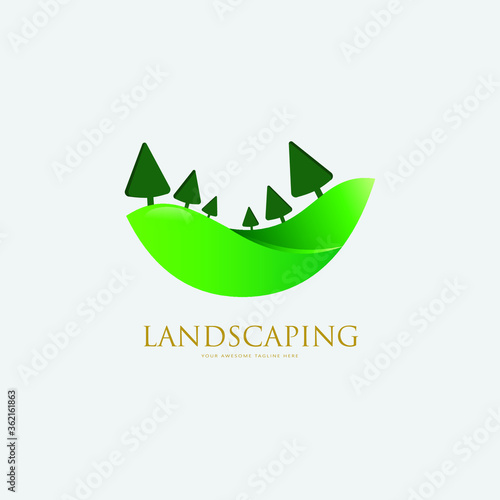 hill with a tree coccept for landscaping logo